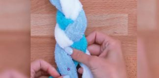 Taglia 3 strisce da vecchi asciugamani e crea qualcosa di utilissimo per il bagno… [VIDEO]